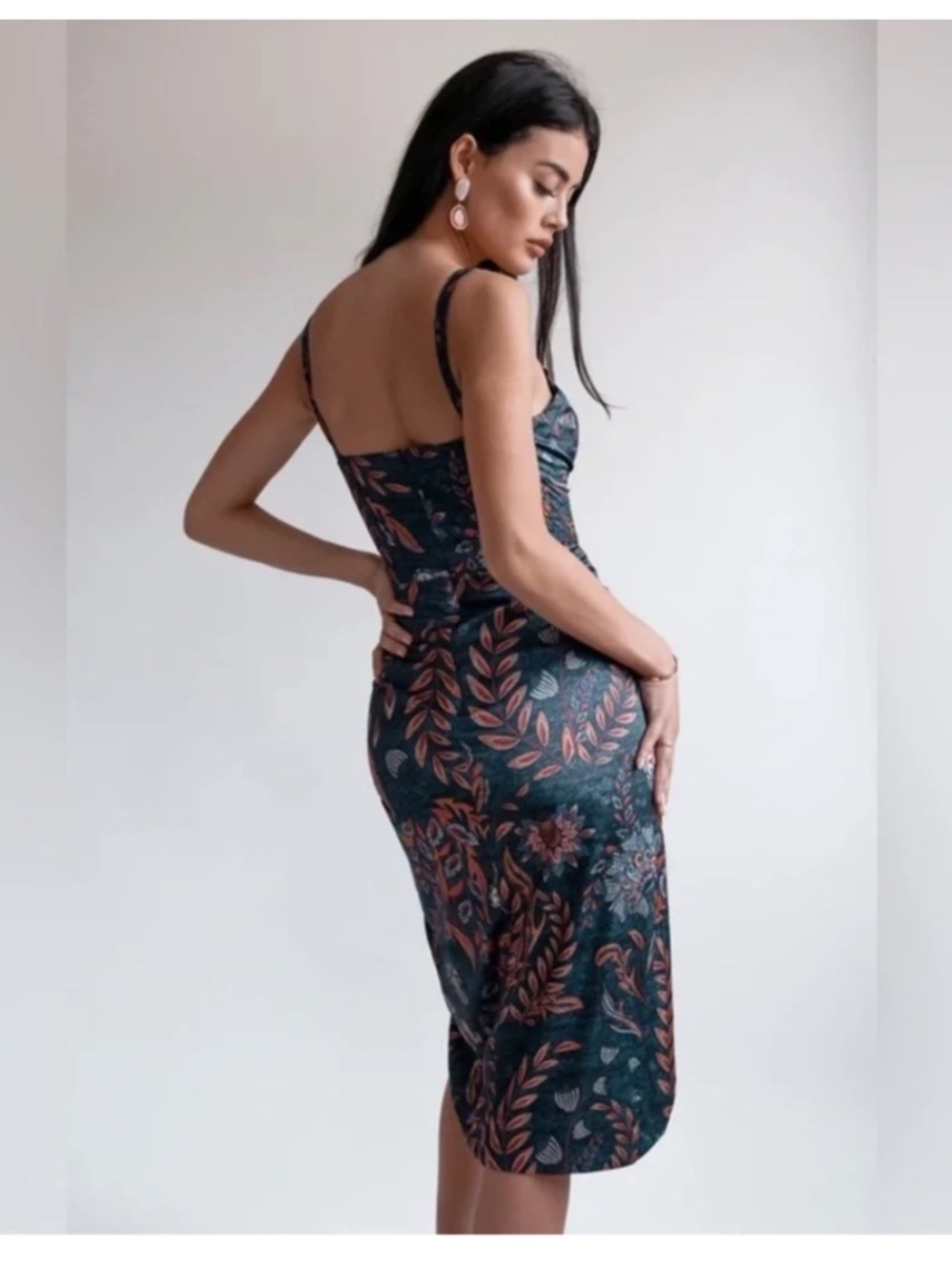 NWT Averie Halley Draped Corseted Midi Dress Floral Sz XXL - Picture 3 of 10